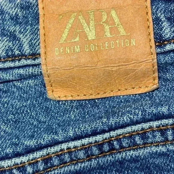 Zara medium wash raw hem straight leg jeans Size US 4 - Picture 7 of 7